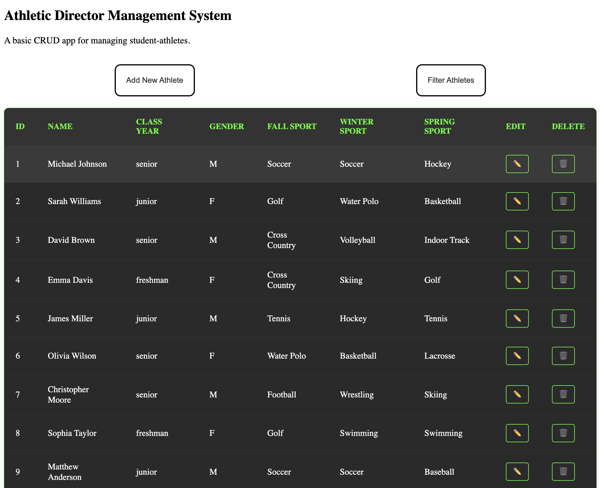 Athletic Director Management App